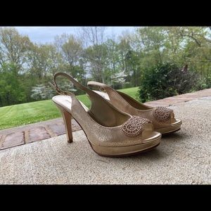 Antonio Melani Gold Strap Back Heels